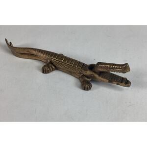 Vintage Mid Century Cast Brass Alligator Crocodile Nutcracker